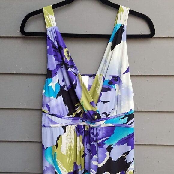 Blue Purple Green Maxi Dress Size 16-18 - Picture 3 of 7